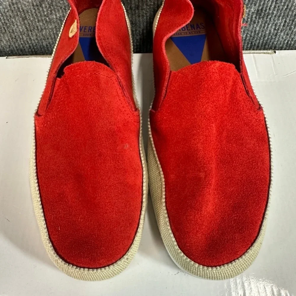 Verbenas Red Suede Slip On Espadrille Flats Shoes Made in Spain Womens 37